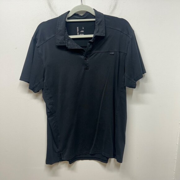 Arcteryx Mens Black Polo Shirt L Cotton Blend outdoor office - Picture 1 of 9